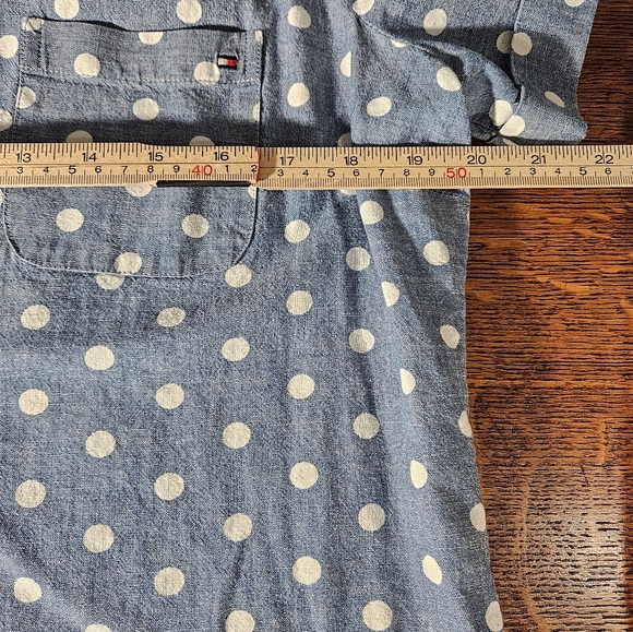 Tommy Blue Polka Dot Button-Up Shirt Medium - Picture 5 of 8